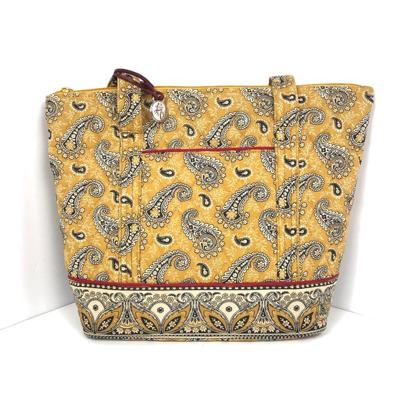 liz & co. Handbags - Liz & Co Yellow Paisley Cotton Travel Tote